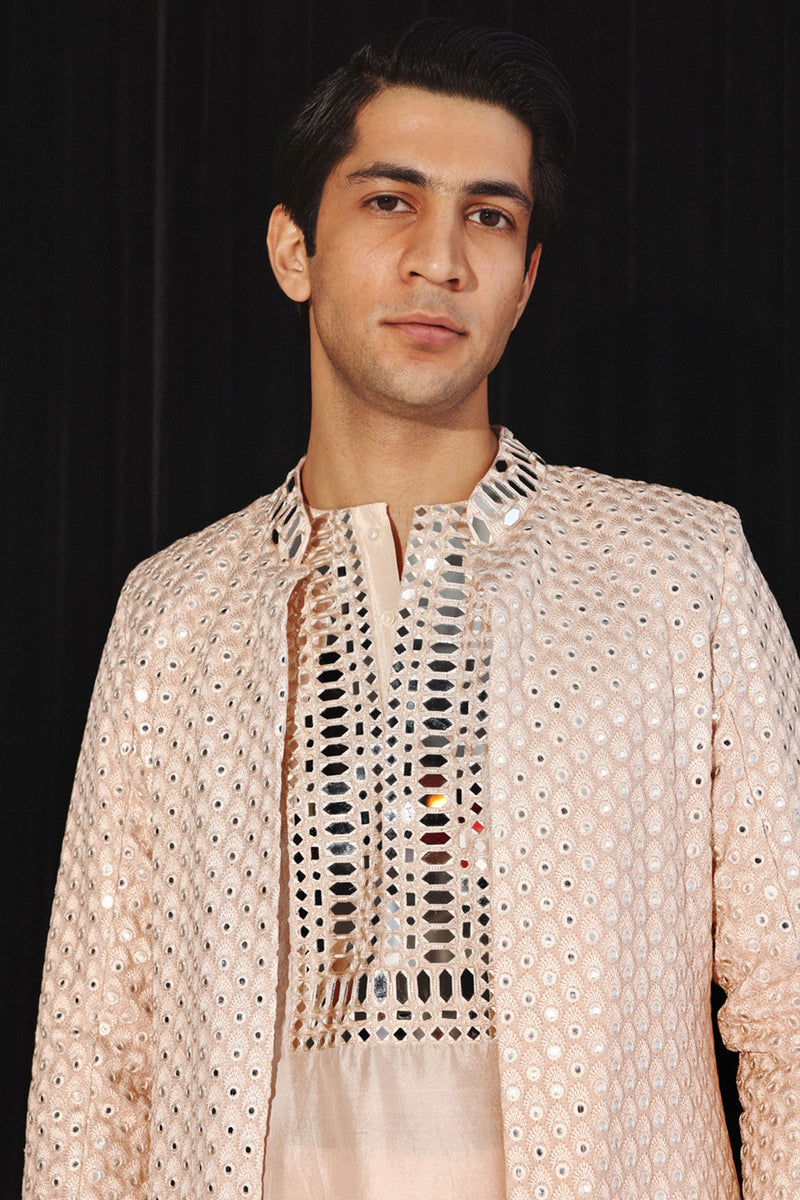 Blush Pink Booti Mirrorwork Jacket