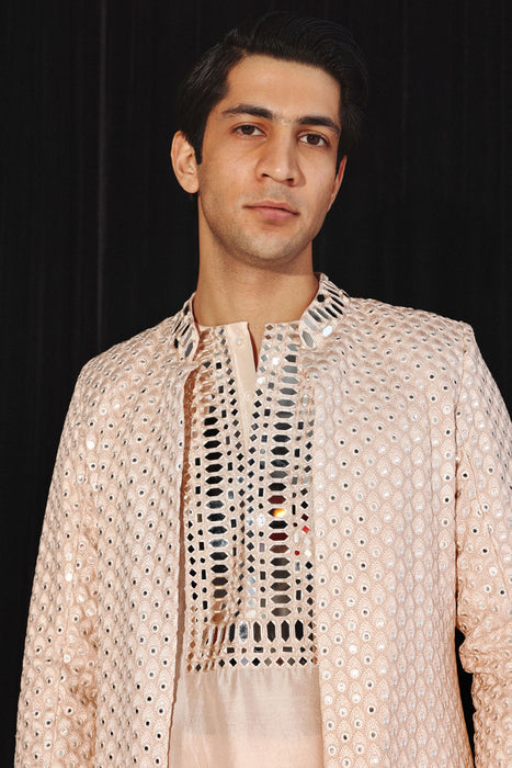 Blush Pink Booti Mirrorwork Jacket