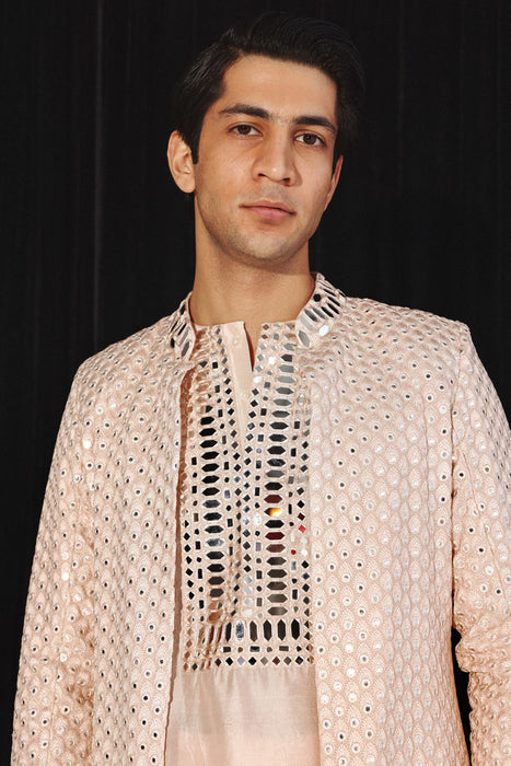 Blush Pink Kurta With Mirrorwork