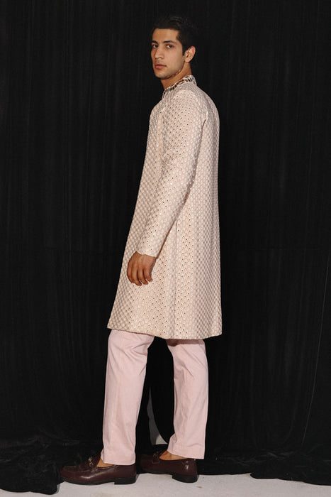 Blush Pink Kurta With Mirrorwork