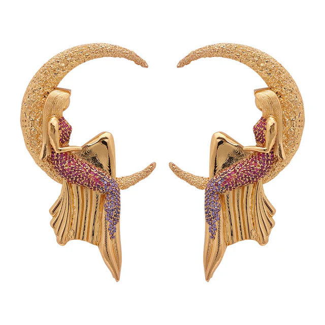 Studded pink and amethyst Luna earrings