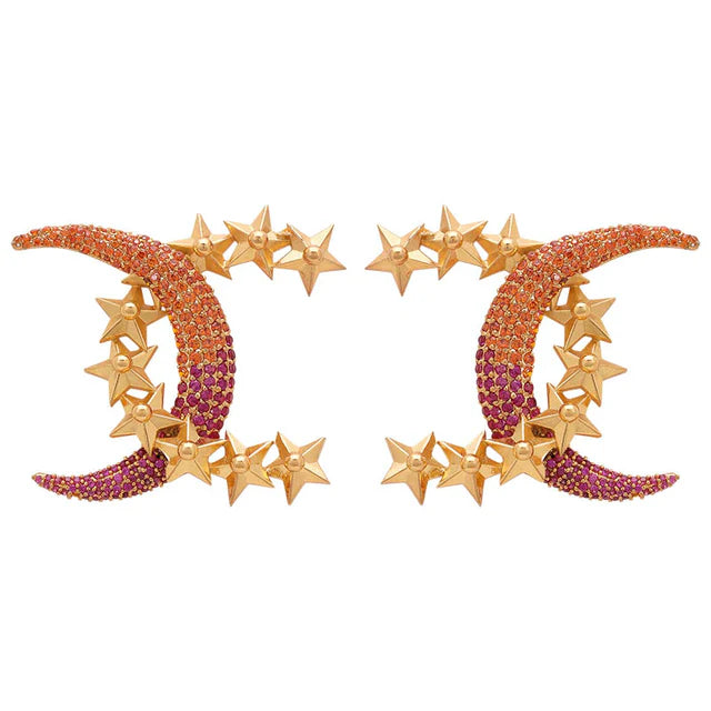 Studded pink and orange astral aura earrings