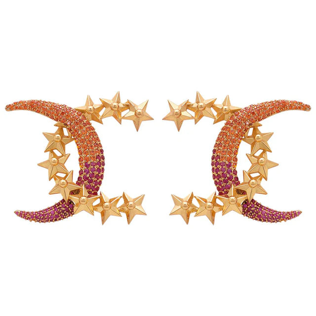 Studded pink and orange astral aura earrings