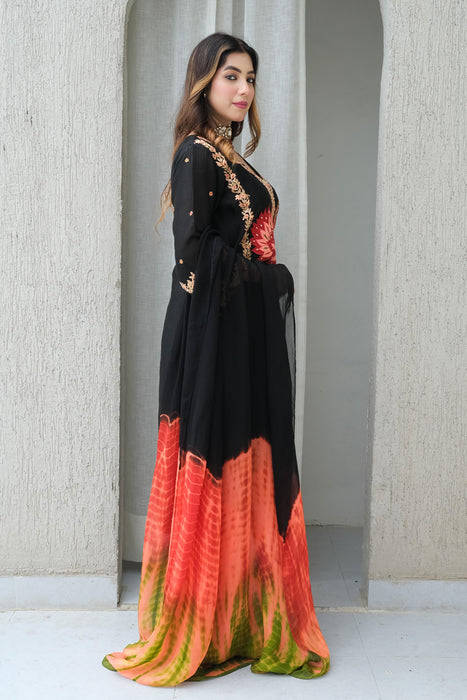 Black Chanderi Kurta Set