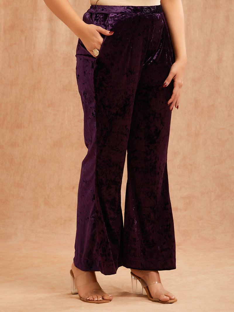 PURPLE VELVET PITA EMBROIDERED CO-ORD SET