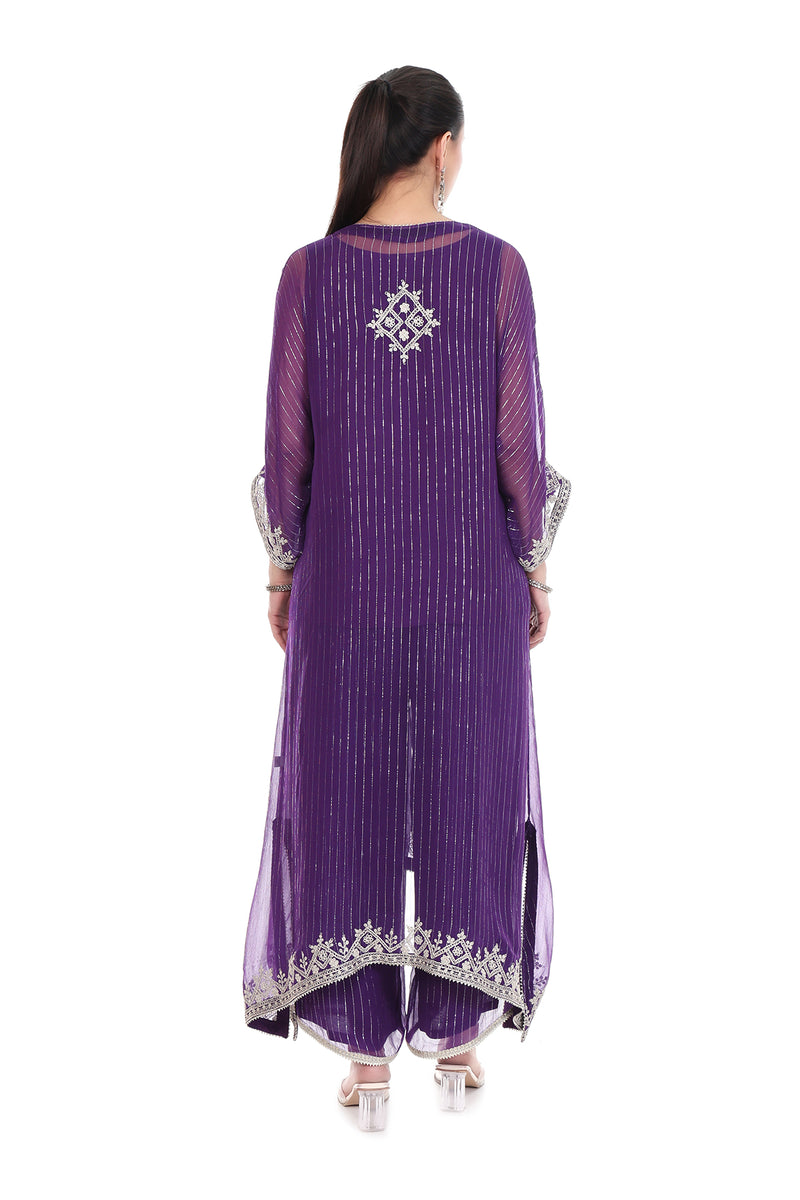 Purple Embroidered Kaftaan Set