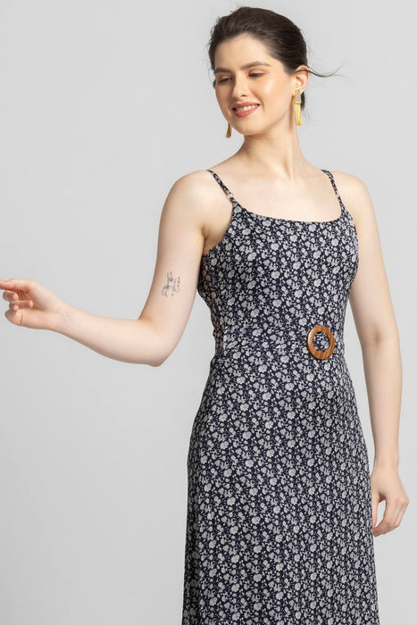 Blue Motif Midi Dress