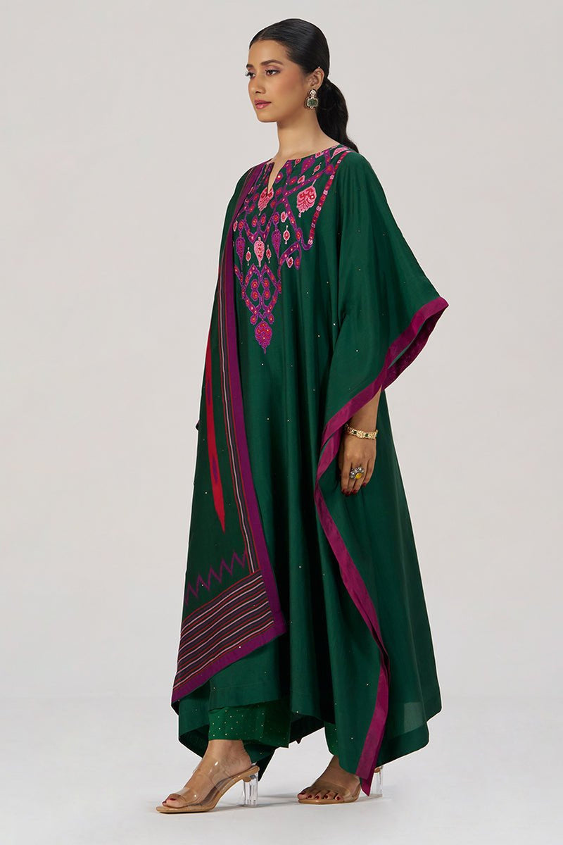 Evergreen Silk Festive Kaftaan Set