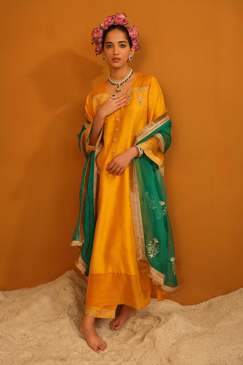 Zeenat Kurta Set - Mustard Yellow