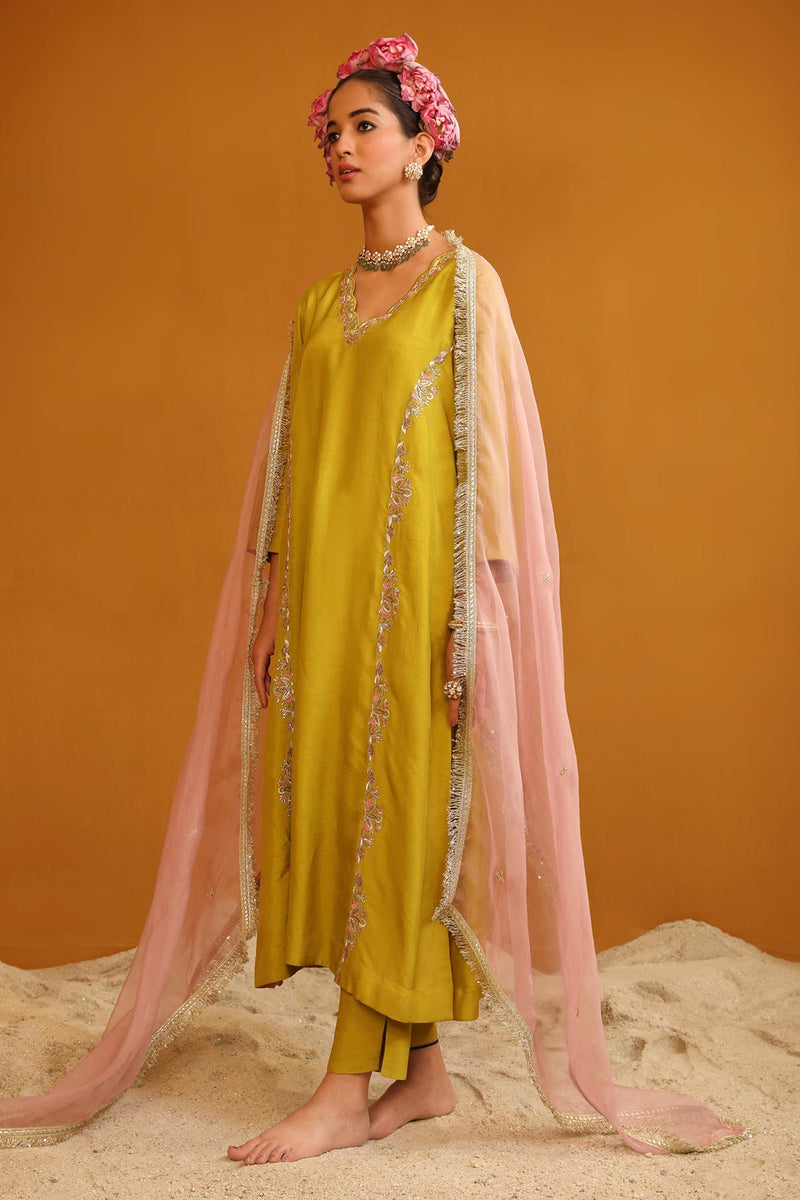 Firoza Kurta Set - Pear Green
