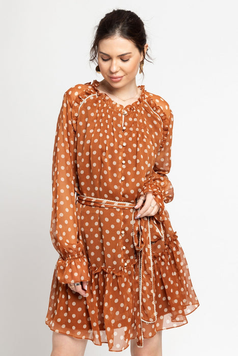 Brown Polka Mini Dress