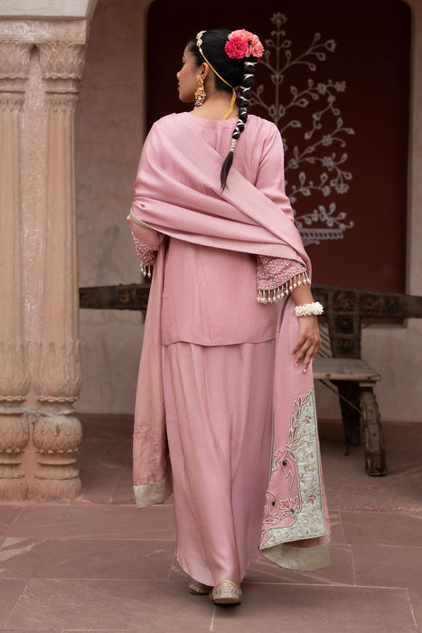 Noor Gulabi Hand-Embroidered Dhoti Set