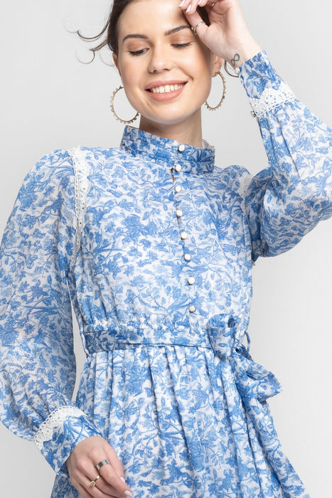 Misty Floral Mandarin Mini Dress