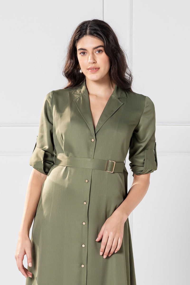 Olive Elegance Maxi Dress