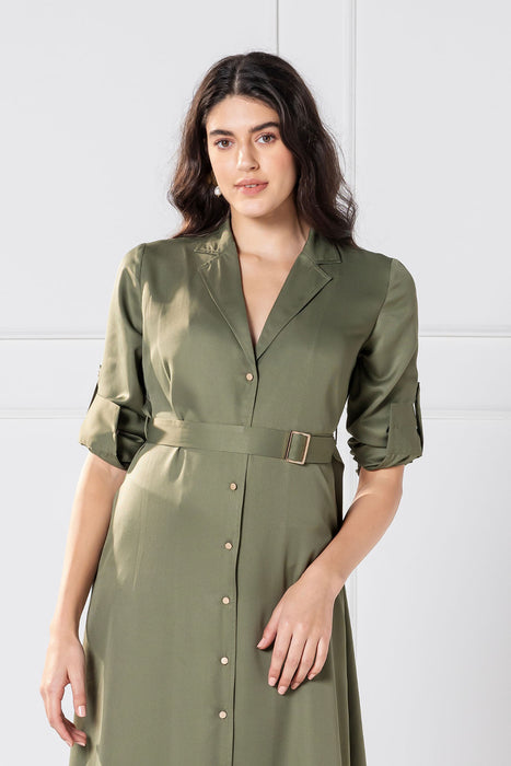 Olive Elegance Maxi Dress