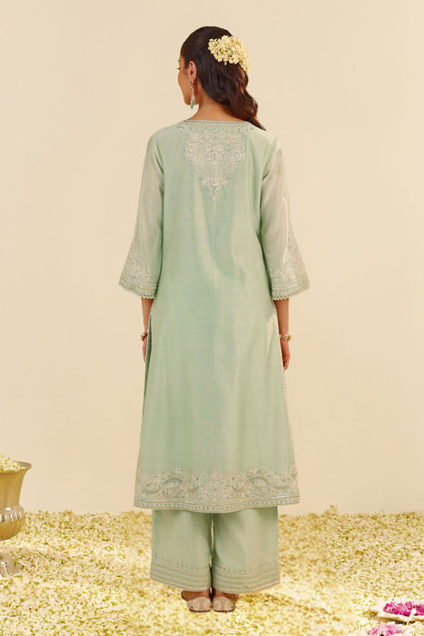 Sereen - A-Line Kurta With Palazzo (Mint Green)