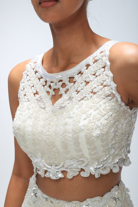 Ivory illume  cascade lehanga