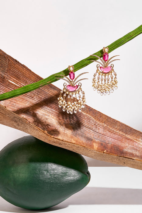 LE PALM FISH EARRINGS IN VINTAGE ROSE