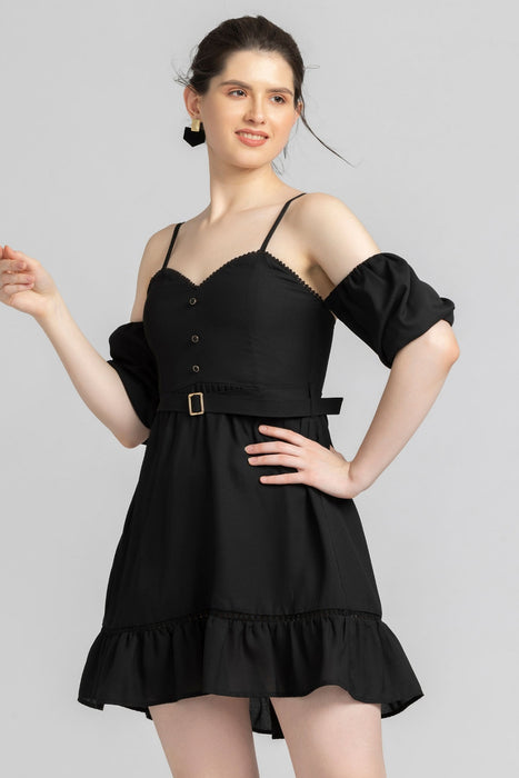 Midnight Black Chic Mini Dress