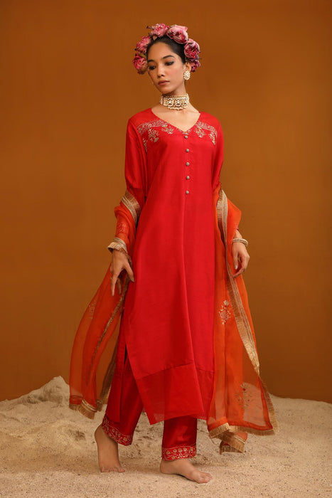 Zeenat Kurta Set - Deep Red