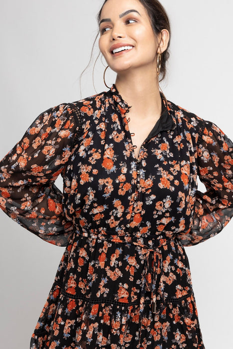 Black Blossom Mini Dress