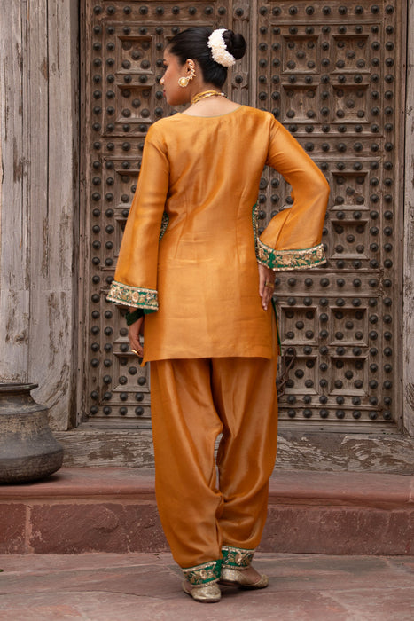 Surmayi Sunehri Hand-Embroidered Balloon Salwar Set