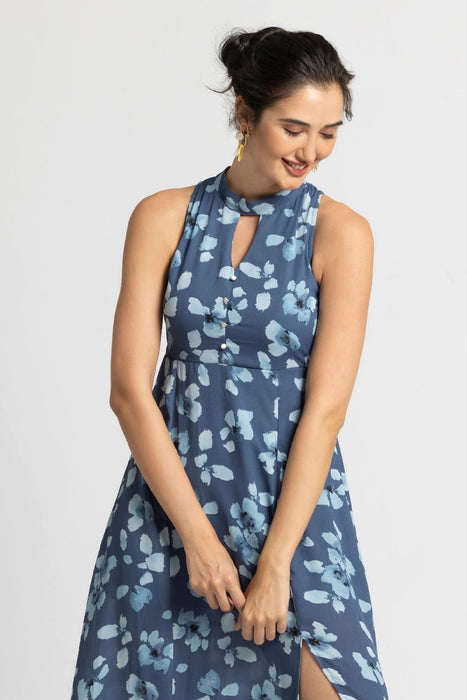 Floral Waterfall Halterneck Maxi Dress