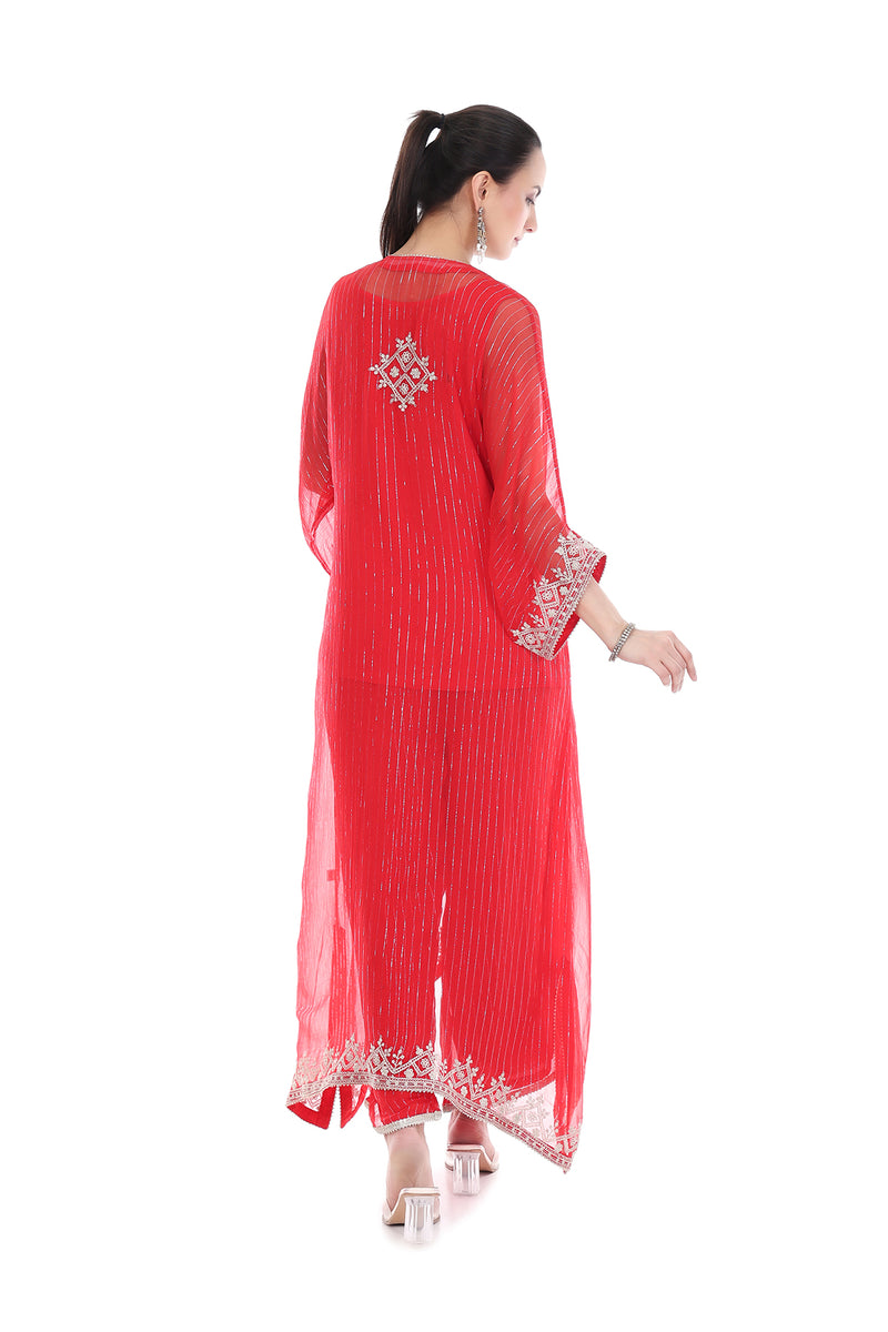 Red Embroidered Kaftaan Set