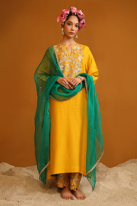 Naaz Kurta Set - Mustard Yellow