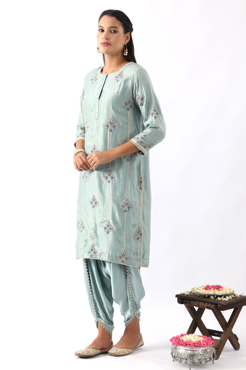 Blush Pink Embroidered Kurta & Dhoti Set
