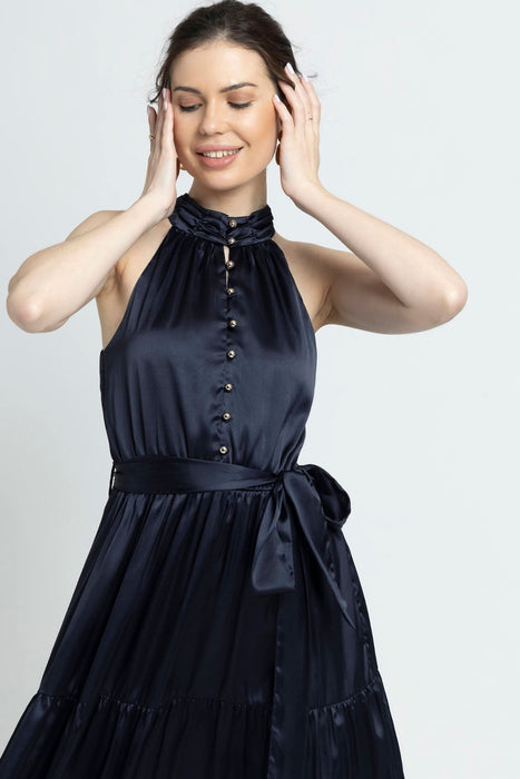 Navy Nights Halterneck Midi Dress