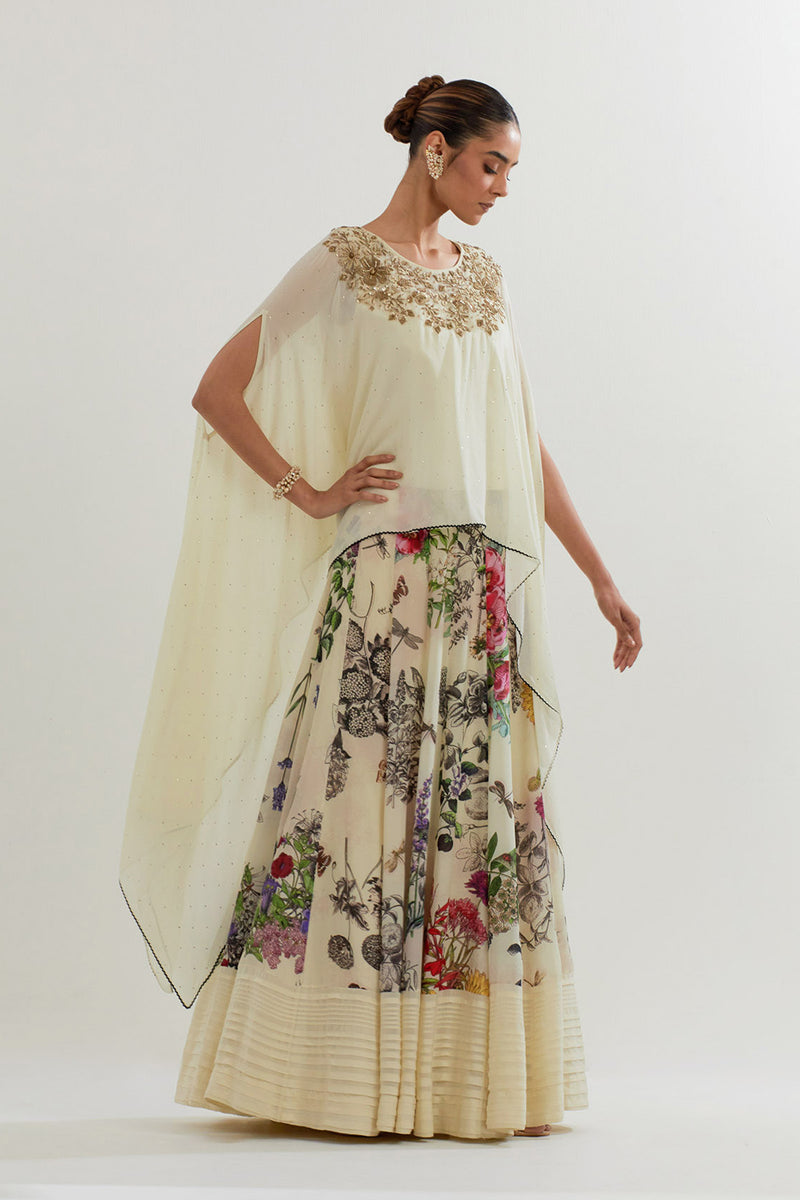 BOTANICAL PRINTED SHARARA  WITH DUPATTA CAPE