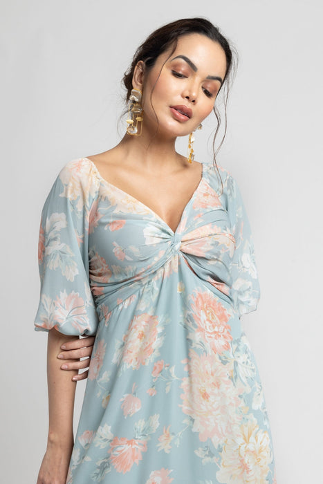 Frost Blue Yoke Maxi Dress