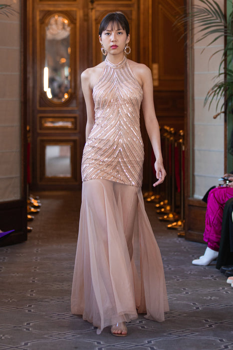 Nude coloured sequin dress