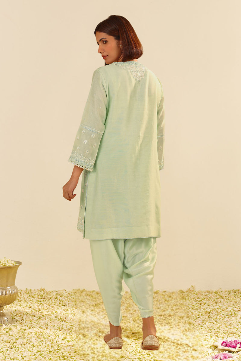 Zahra - Short Kurta With Dhoti (Mint Green)