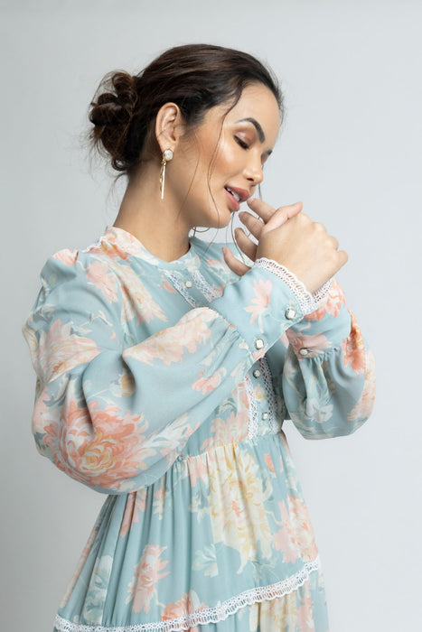 Frost Blue tiered Mini Dress