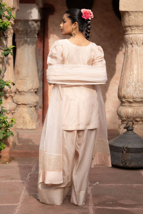 Warm Ivory Hand-Embroidered Farshi Set