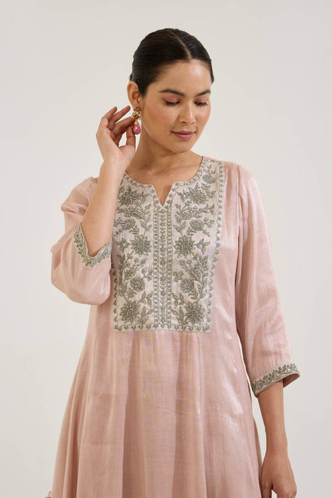 Rosy Dori Tissue Anarkali with Narrow Pants - Set of 2