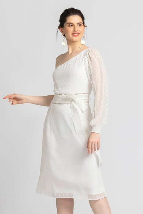 Snowflake White Midi dress