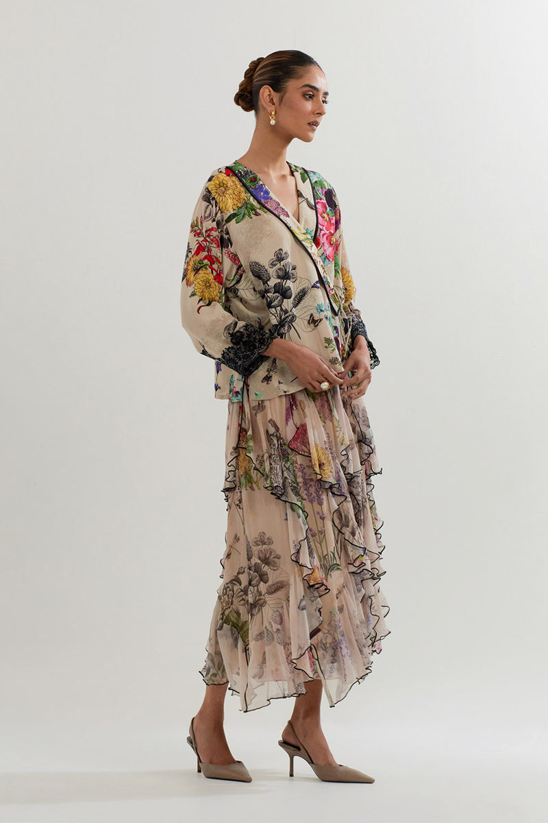 WRAP BLOUSE WITH SKIRT