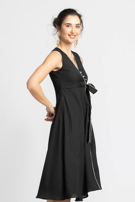 Noir Allure Midi Dress