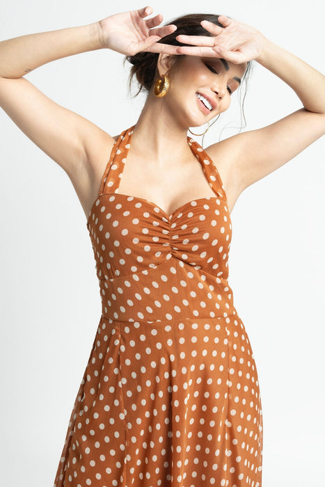 Brown Polka Maxi Dress