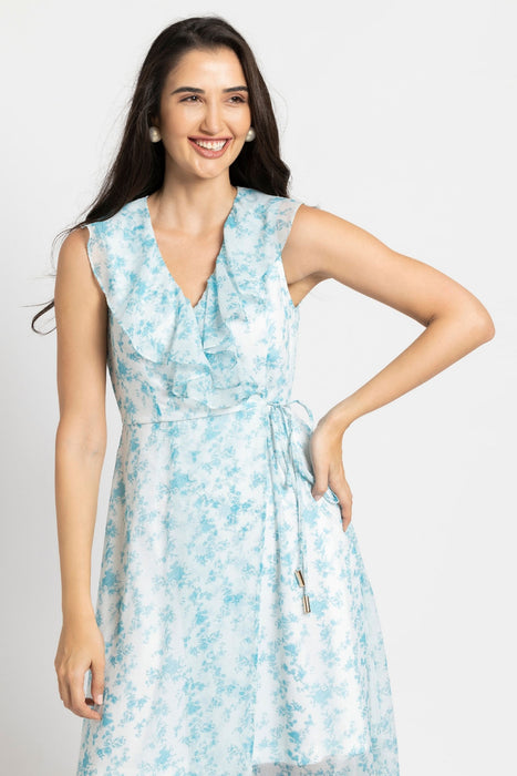 Azure Breeze Ruffle Maxi Dress