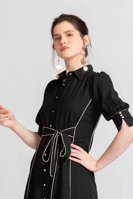 Noir Elegance Midi Dress