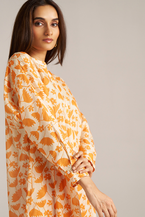 Celosia Orange and Cream Print Co-ord Set