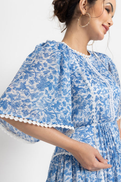 Misty Floral Blue Mini Dress