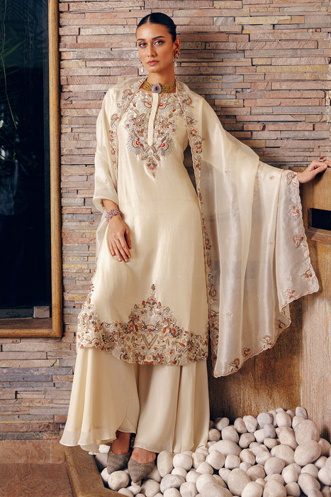 KURTA SET WITH FLARED PANTS AND DUPATTA