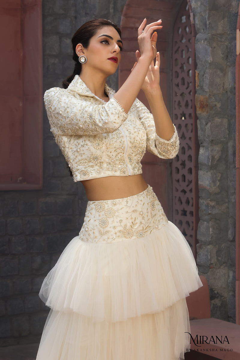 Dina - Biker Jacket with a layered net skirt
