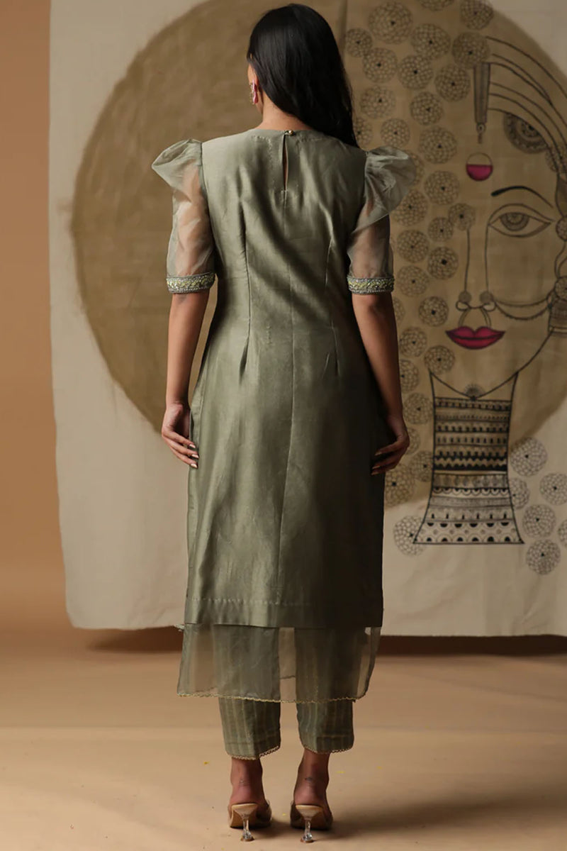 Dusty Green Handpainted Suit Set
