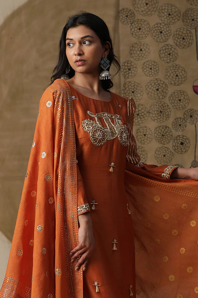 Burnt Orange Palki Suit Set